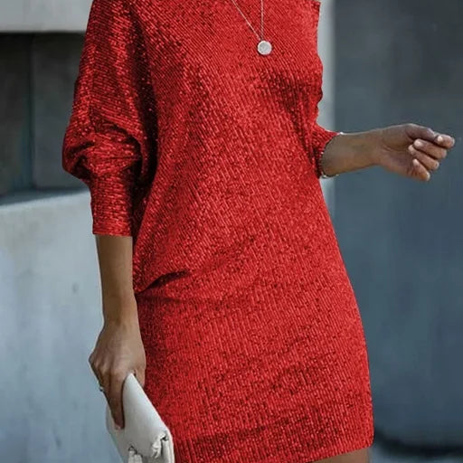 Abito con Paillettes | Poliestere Brillante | Monospalla Elegante
