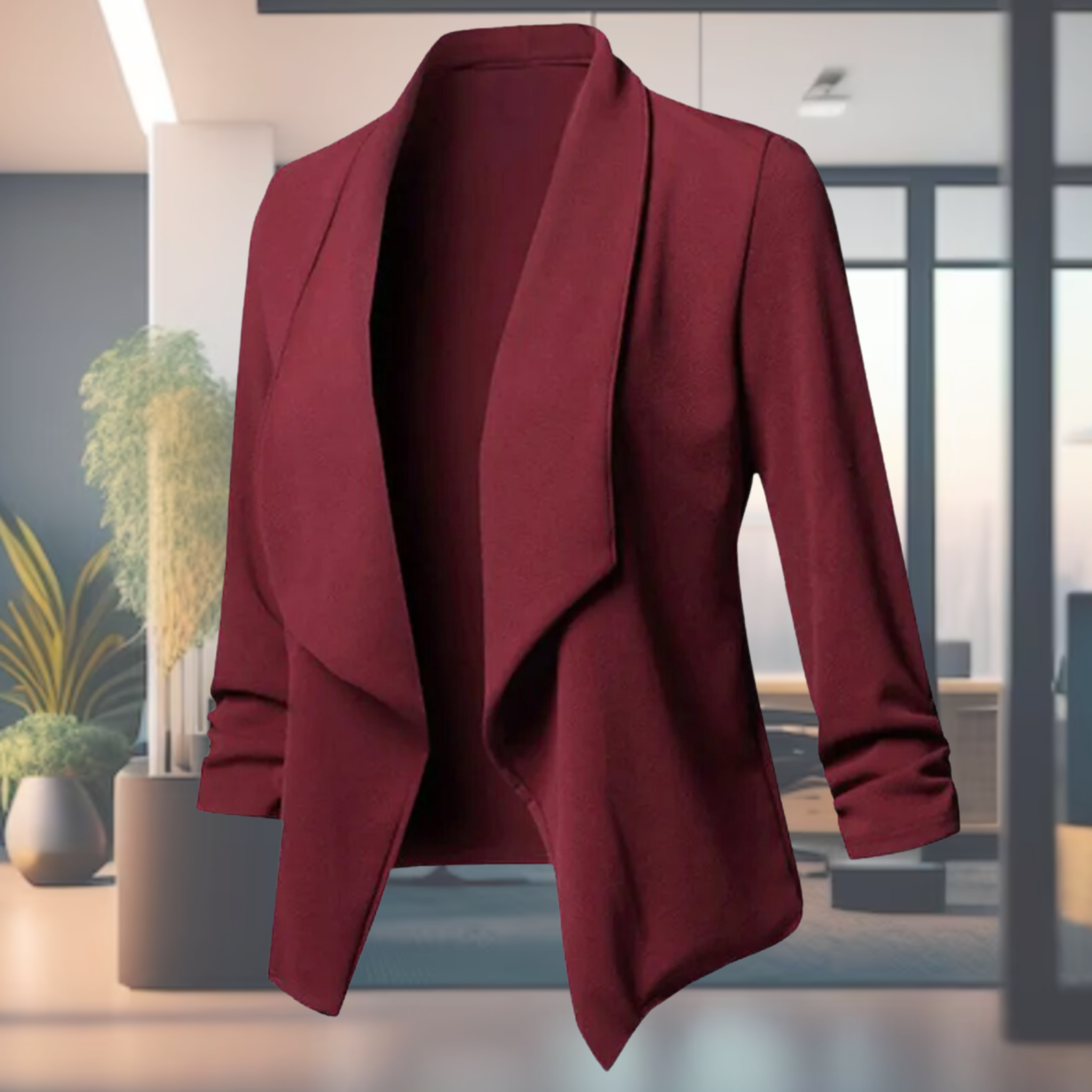 Giacca Donna | Colore Bordeaux | Elegante | Senza Chiusura | Maniche Lunghe