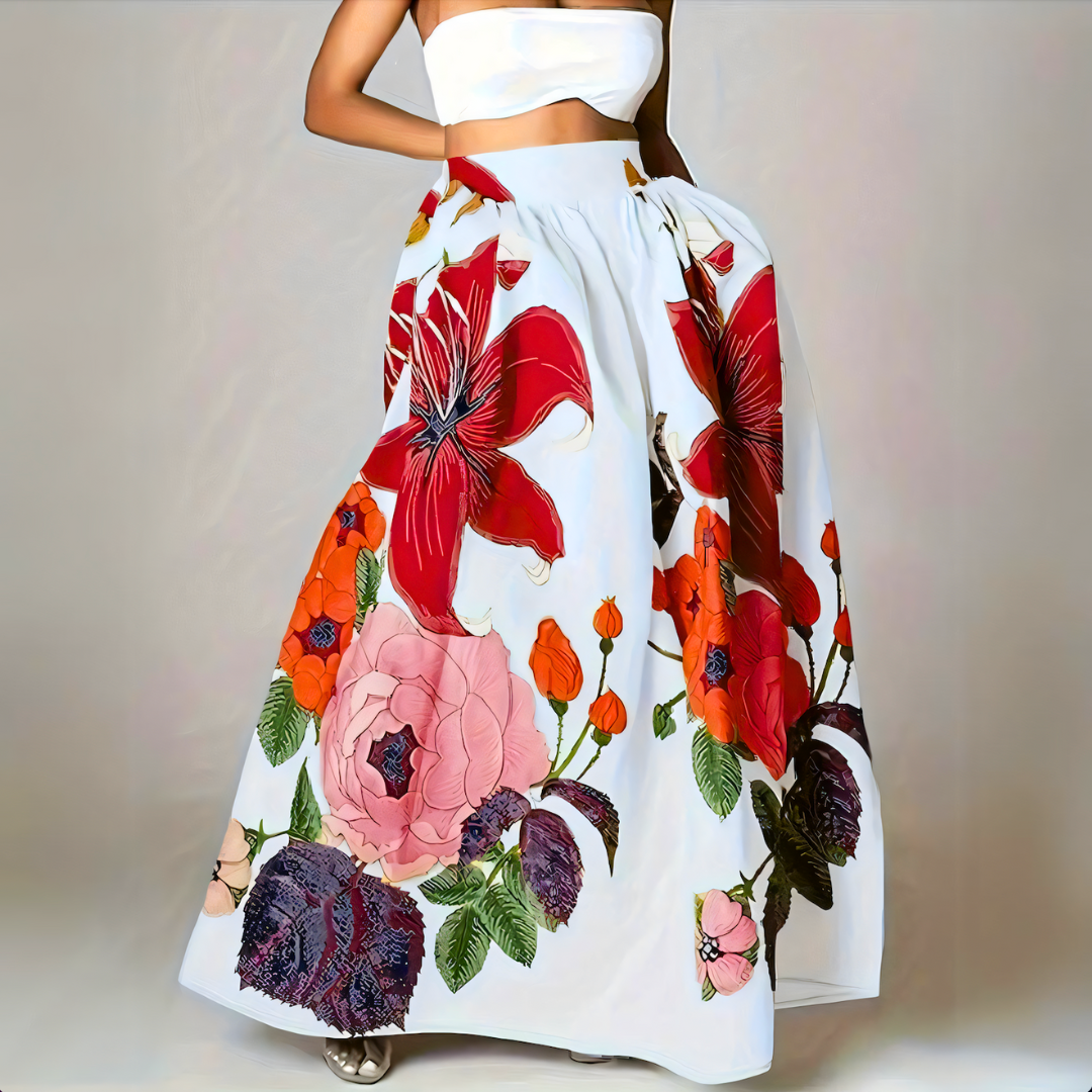 Gonna Lunga Floreale | Vita Alta | Eleganza e Stile Boho