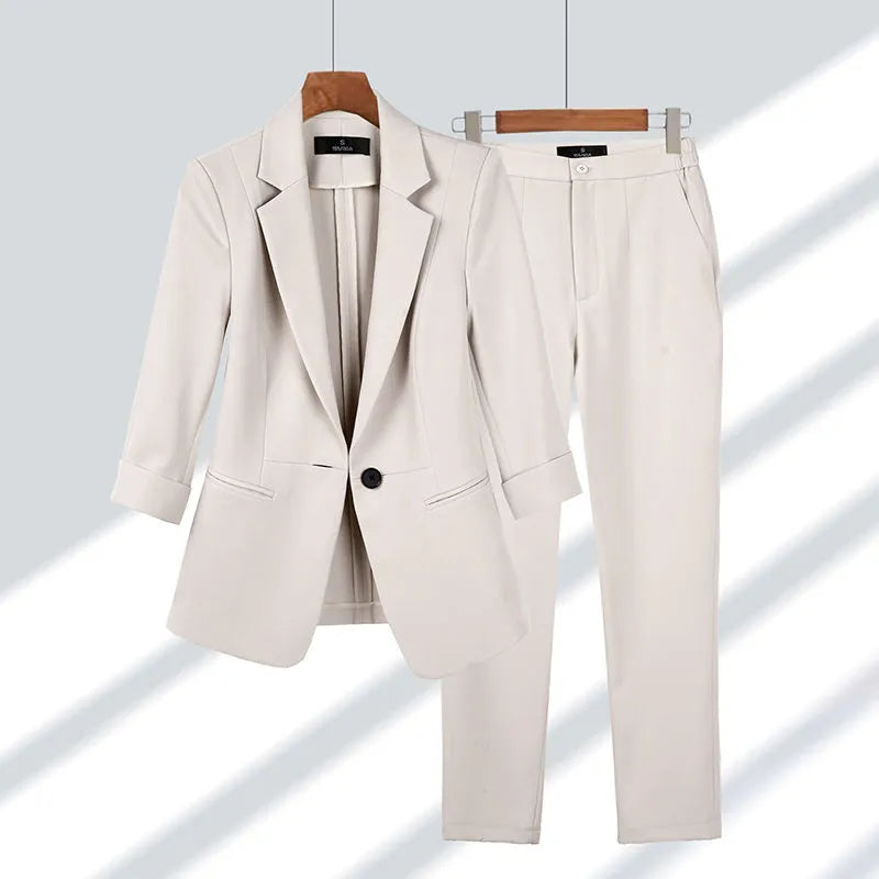 Completo donna | Giacca e pantaloni | Beige | Elegante