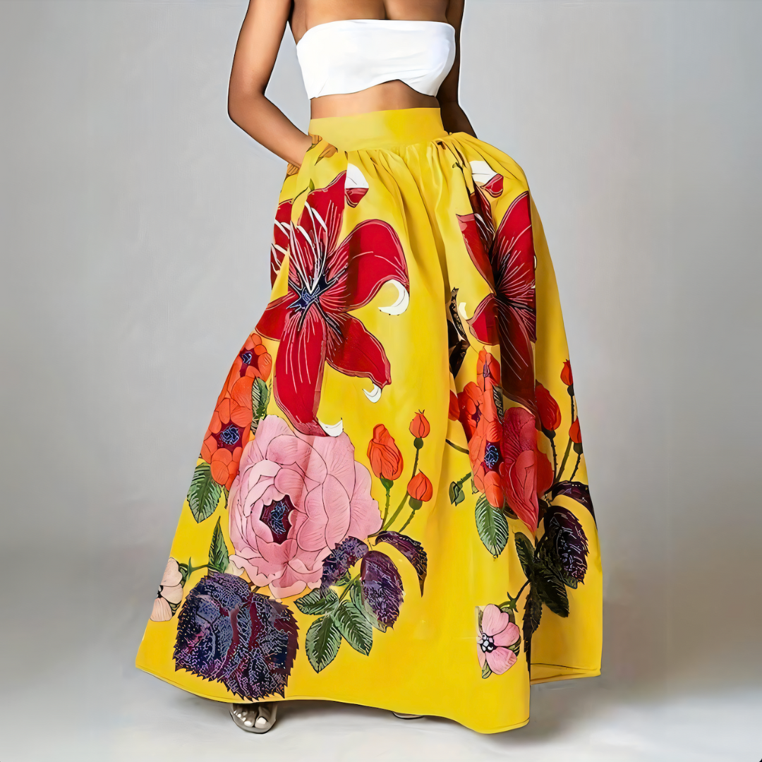 Gonna Lunga Floreale | Vita Alta | Eleganza e Stile Boho