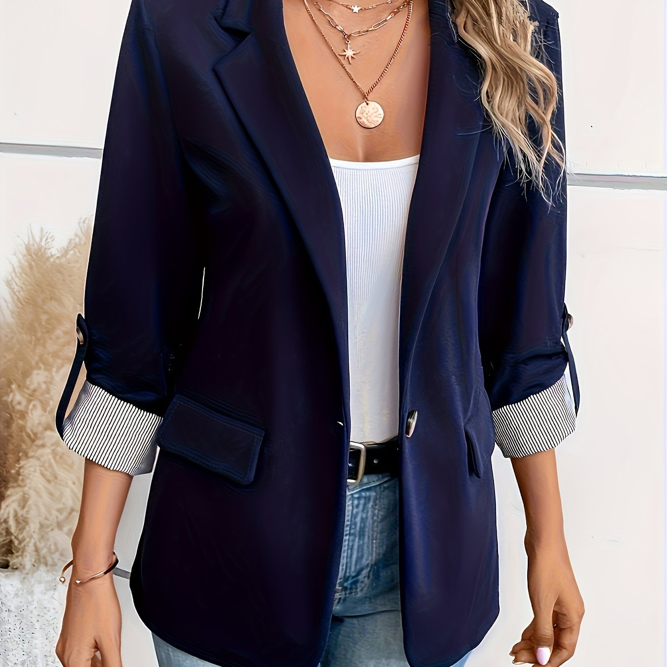 Blazer Donna Verde | Maniche Arrotolate | Casual Elegante