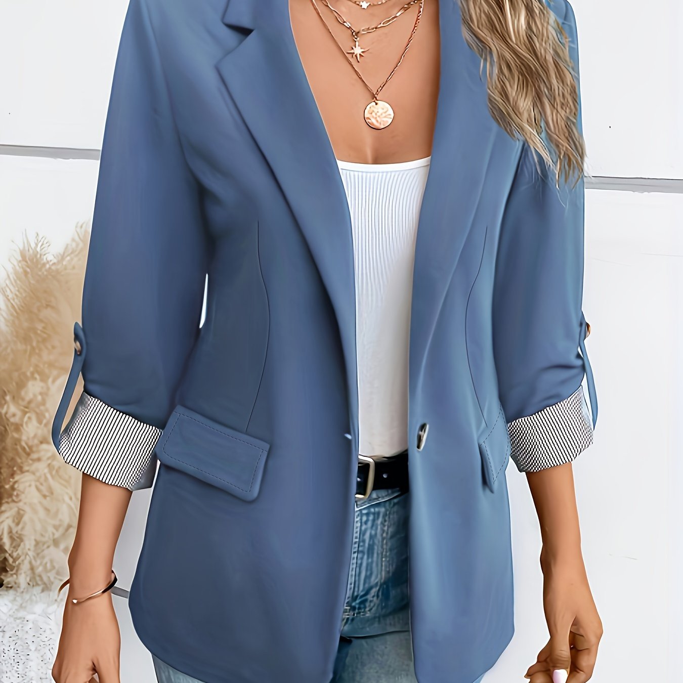 Blazer Donna Verde | Maniche Arrotolate | Casual Elegante
