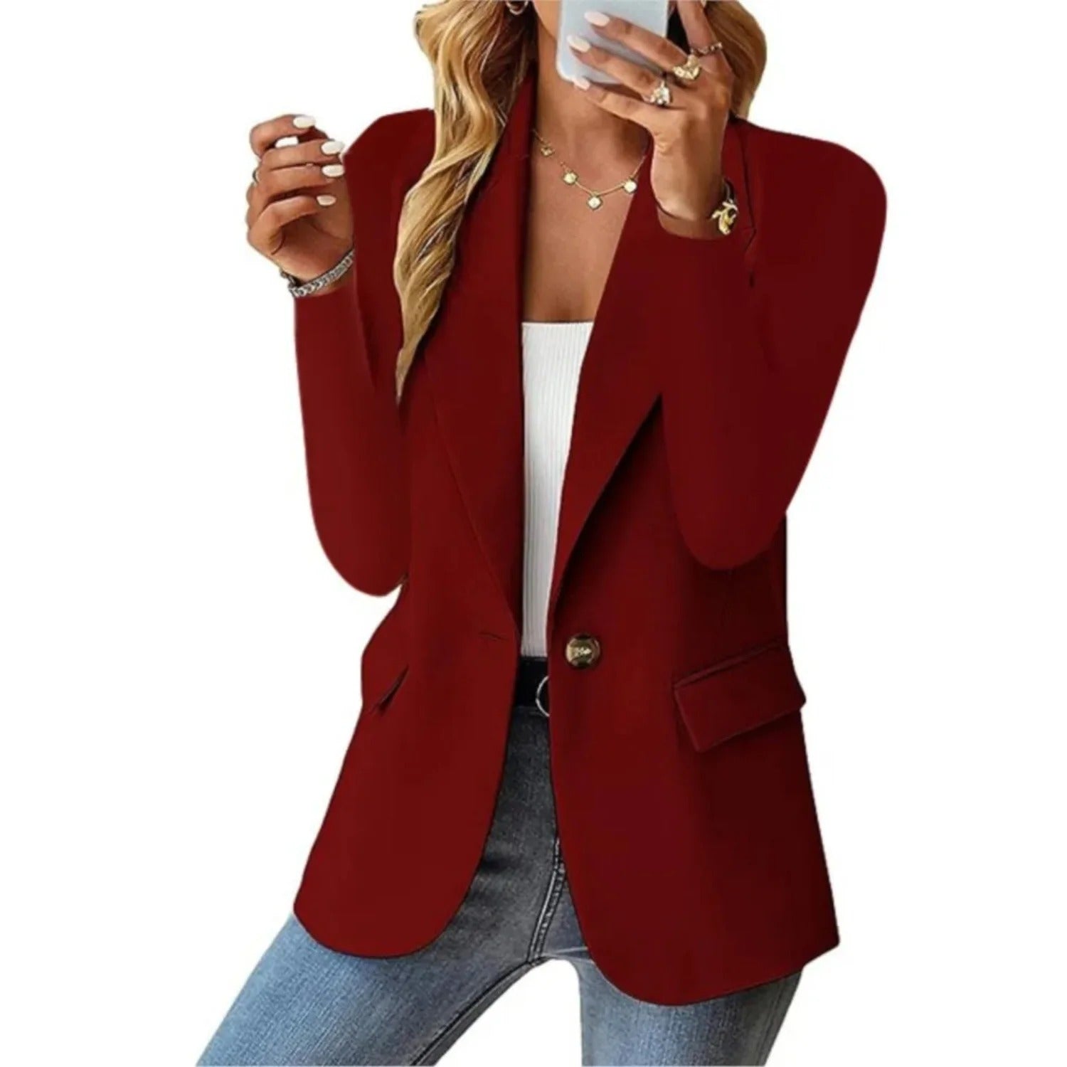 Giacca Donna | Fucsia | Elegante | Monopetto | Poliestere