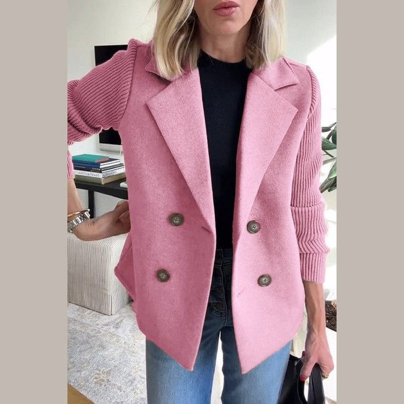 Giacca Donna Doppiopetto Rosa | Maniche Maglia | Elegante Casual