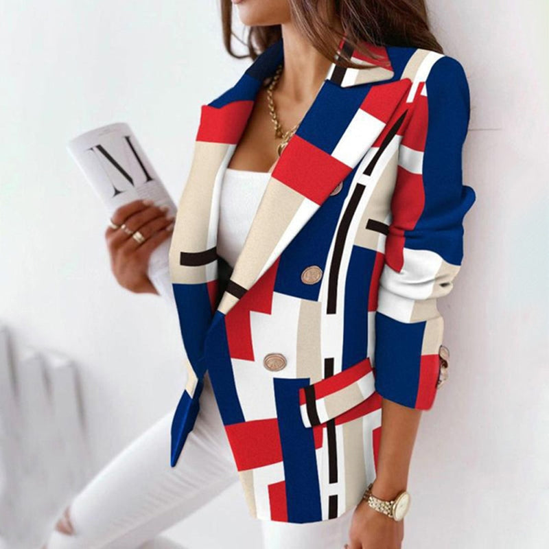 Blazer da Donna | Quadri | Beige | Elegante | Manica Lunga