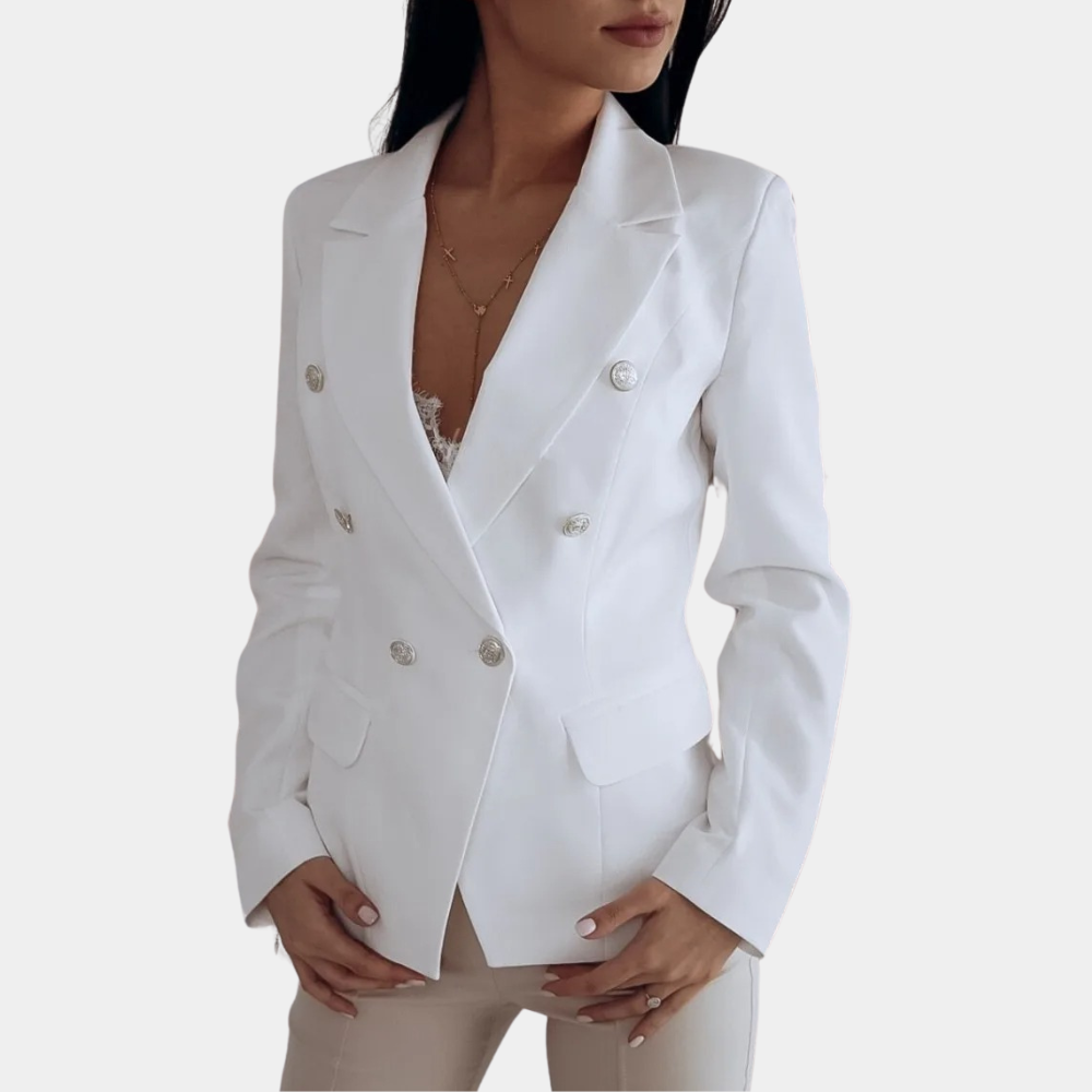 Blazer Doppiopetto Donna | Elegante | Bianco | Bottoni Decorativi
