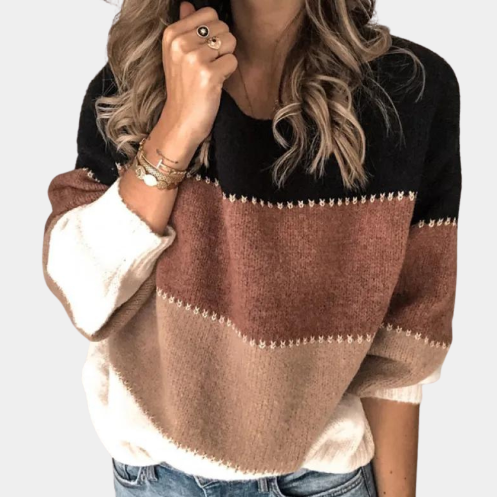 Maglione Donna | Multicolore | Maglia a Blocchi | Casual | Maniche Lunghe