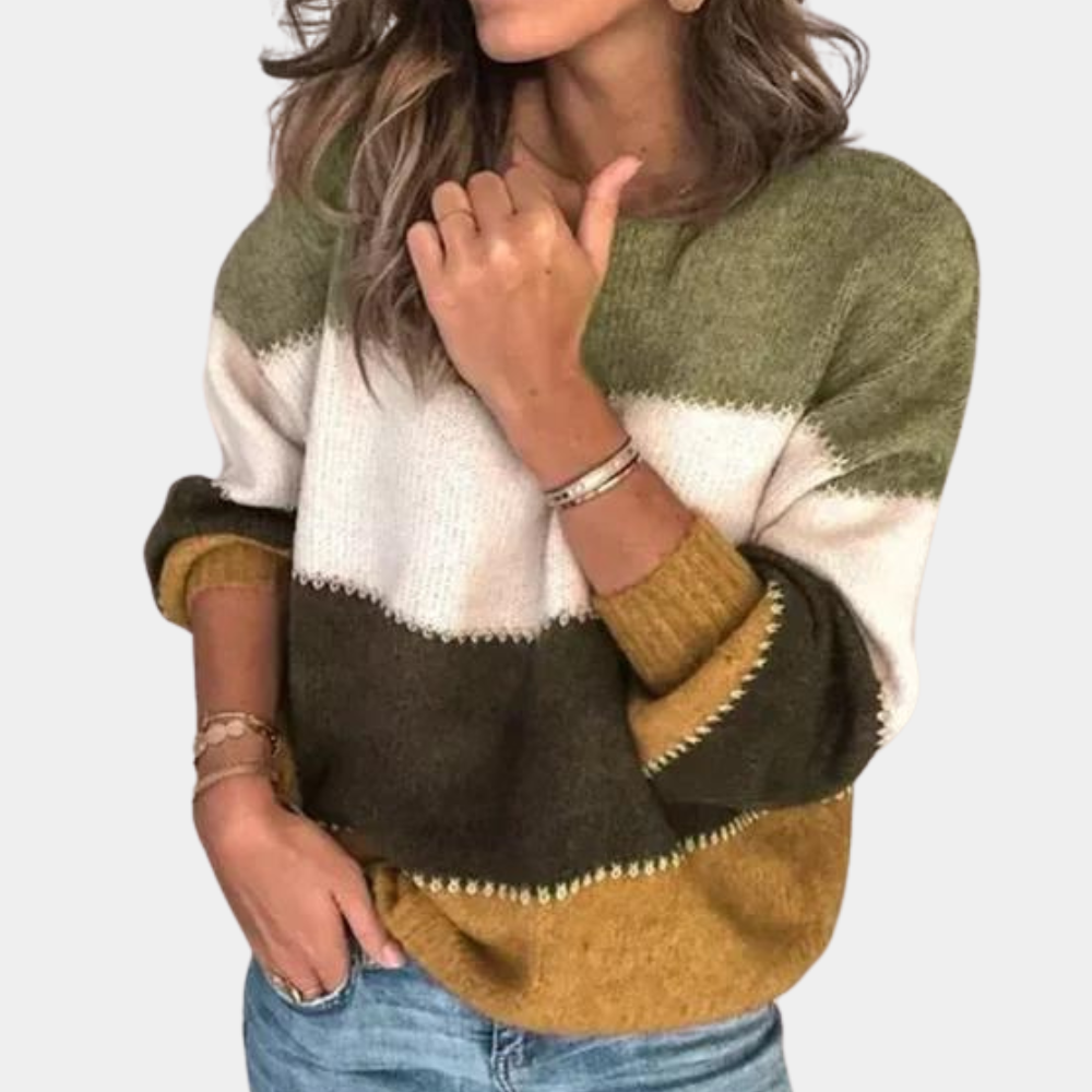 Maglione Donna | Multicolore | Maglia a Blocchi | Casual | Maniche Lunghe