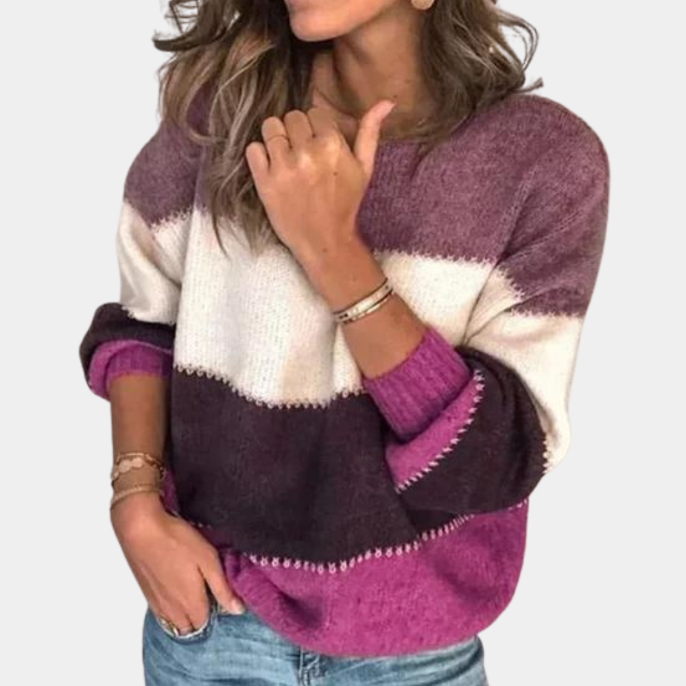 Maglione Donna | Multicolore | Maglia a Blocchi | Casual | Maniche Lunghe