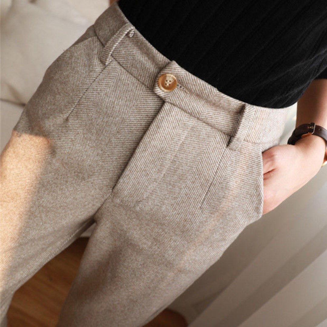 Pantaloni Eleganti in Lana | Vita Alta | Taglio Dritto e Sofisticato