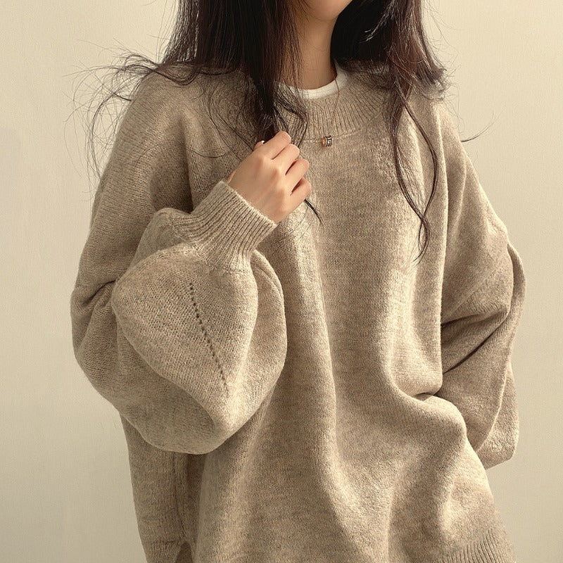 Maglione Donna | Oversize | Beige | Maniche a Palloncino | Casual