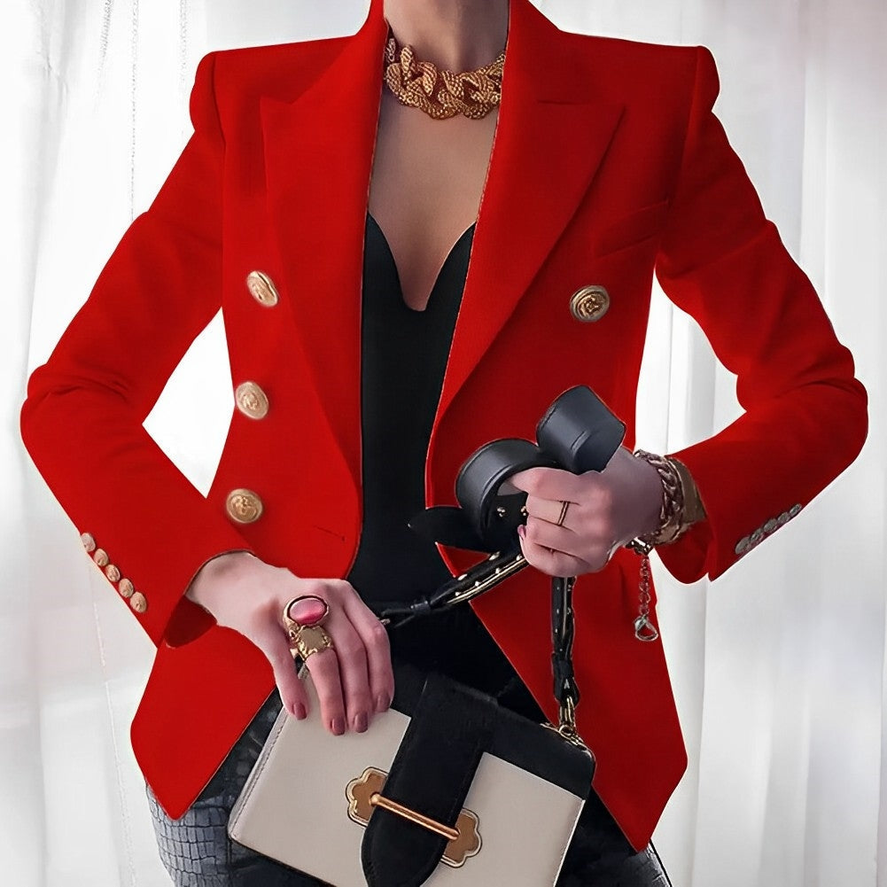 Blazer da donna elegante | Nero | Doppiopetto | Bottoni dorati