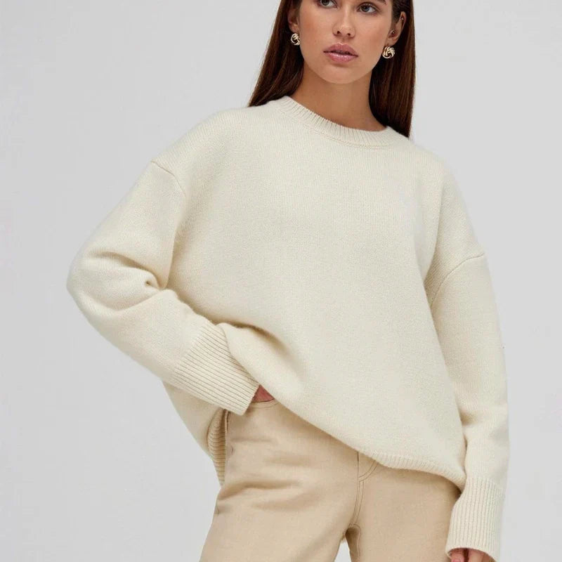 Maglione Oversize Donna | Bianco Crema | Cotone | Casual Invernale