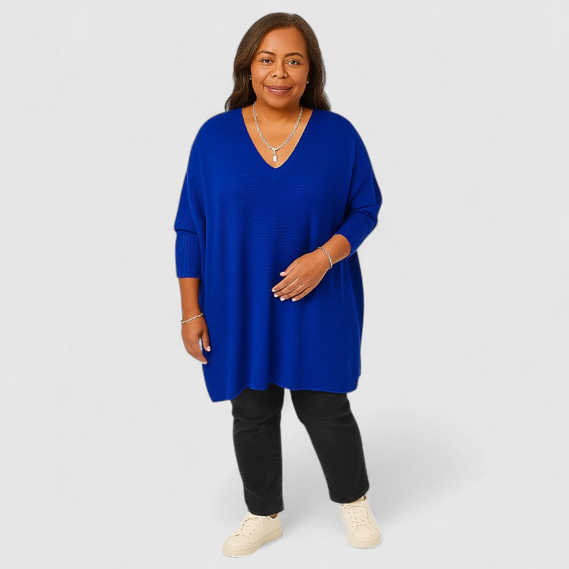 Maglia Oversize Donna | Rosso | Scollo a V | Casual | Manica Lunga