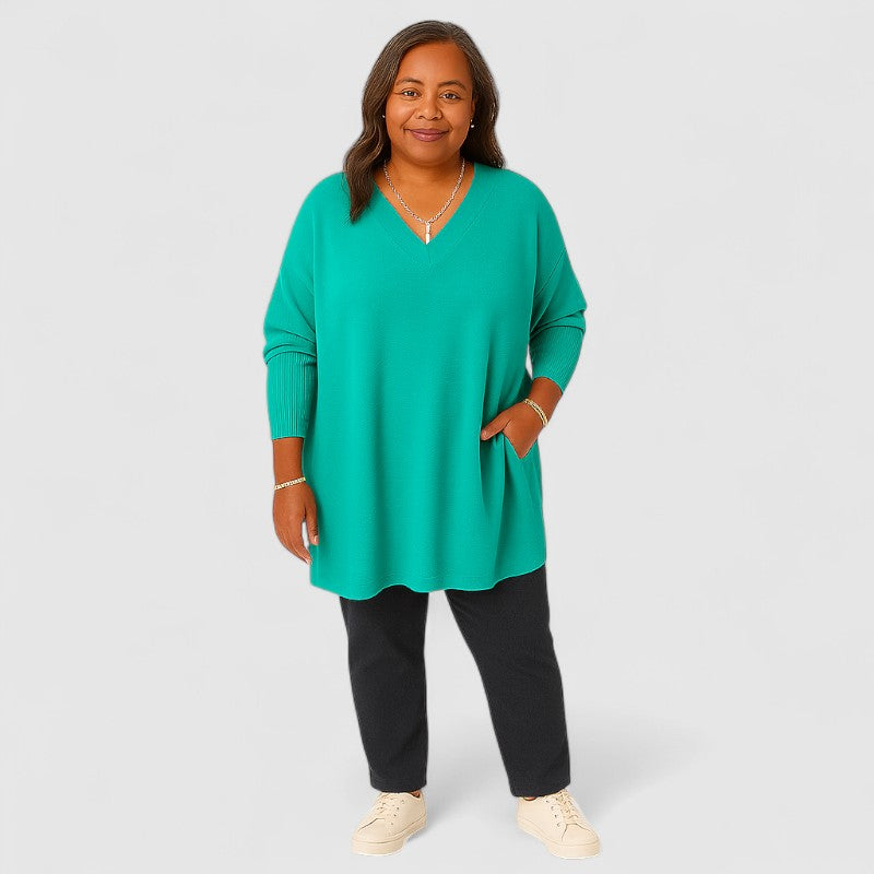 Maglia Oversize Donna | Rosso | Scollo a V | Casual | Manica Lunga