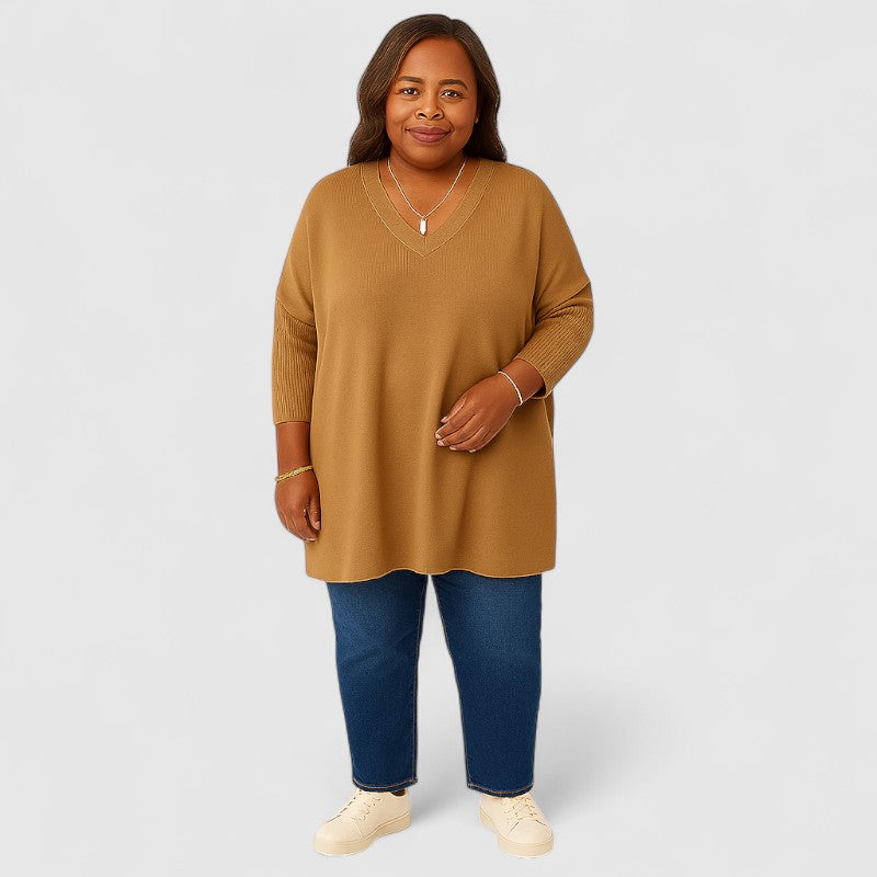 Maglia Oversize Donna | Rosso | Scollo a V | Casual | Manica Lunga