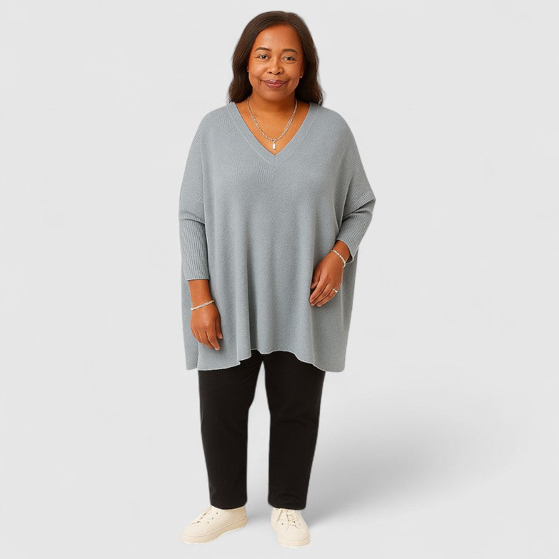 Maglia Oversize Donna | Rosso | Scollo a V | Casual | Manica Lunga