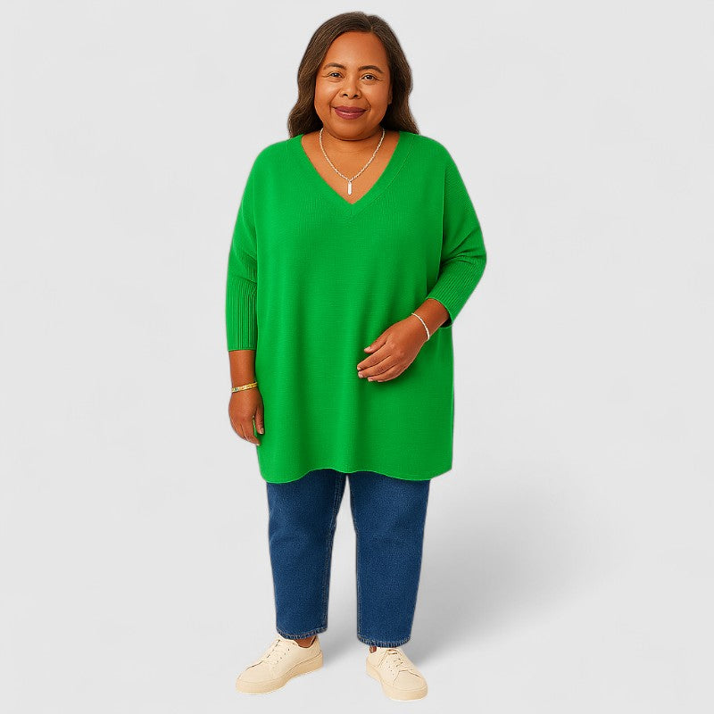 Maglia Oversize Donna | Rosso | Scollo a V | Casual | Manica Lunga