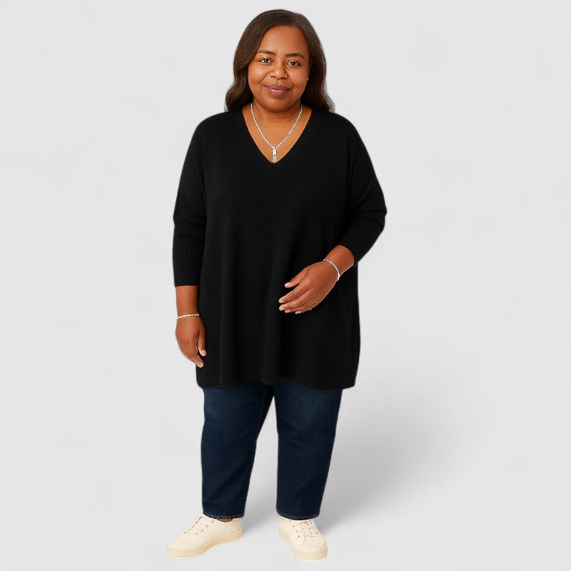 Maglia Oversize Donna | Rosso | Scollo a V | Casual | Manica Lunga