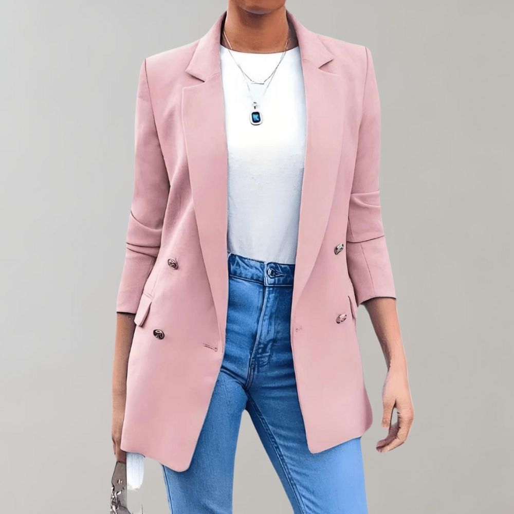 Blazer donna | Blu navy | Doppiopetto | Maniche 3/4 | Elegante