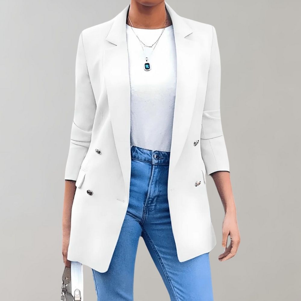 Blazer donna | Blu navy | Doppiopetto | Maniche 3/4 | Elegante