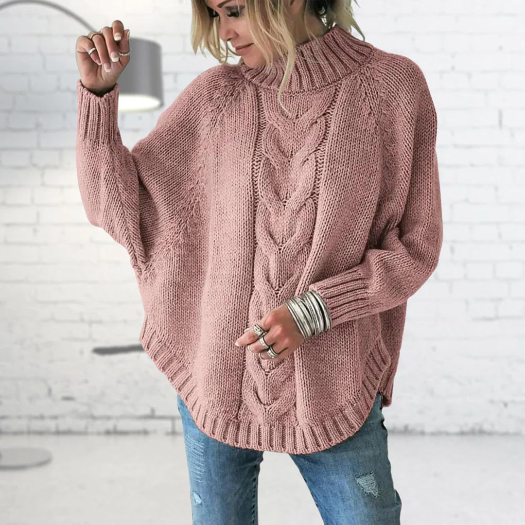 Maglione Donna | Azzurro | Lavorato a Maglia | Invernale | Collo Alto