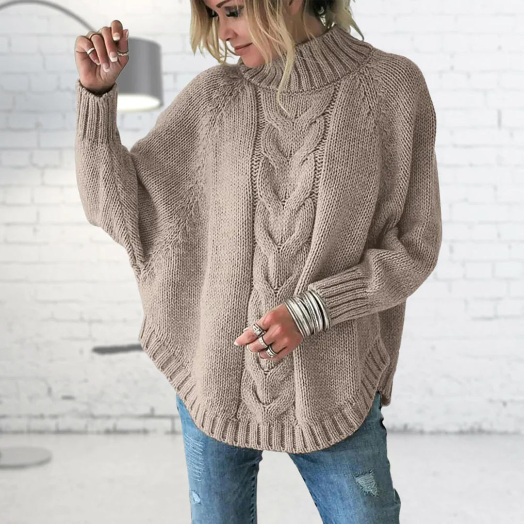 Maglione Donna | Azzurro | Lavorato a Maglia | Invernale | Collo Alto