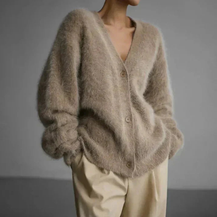 Cardigan Donna Morbido | Beige | Casual Invernale | Manica Lunga