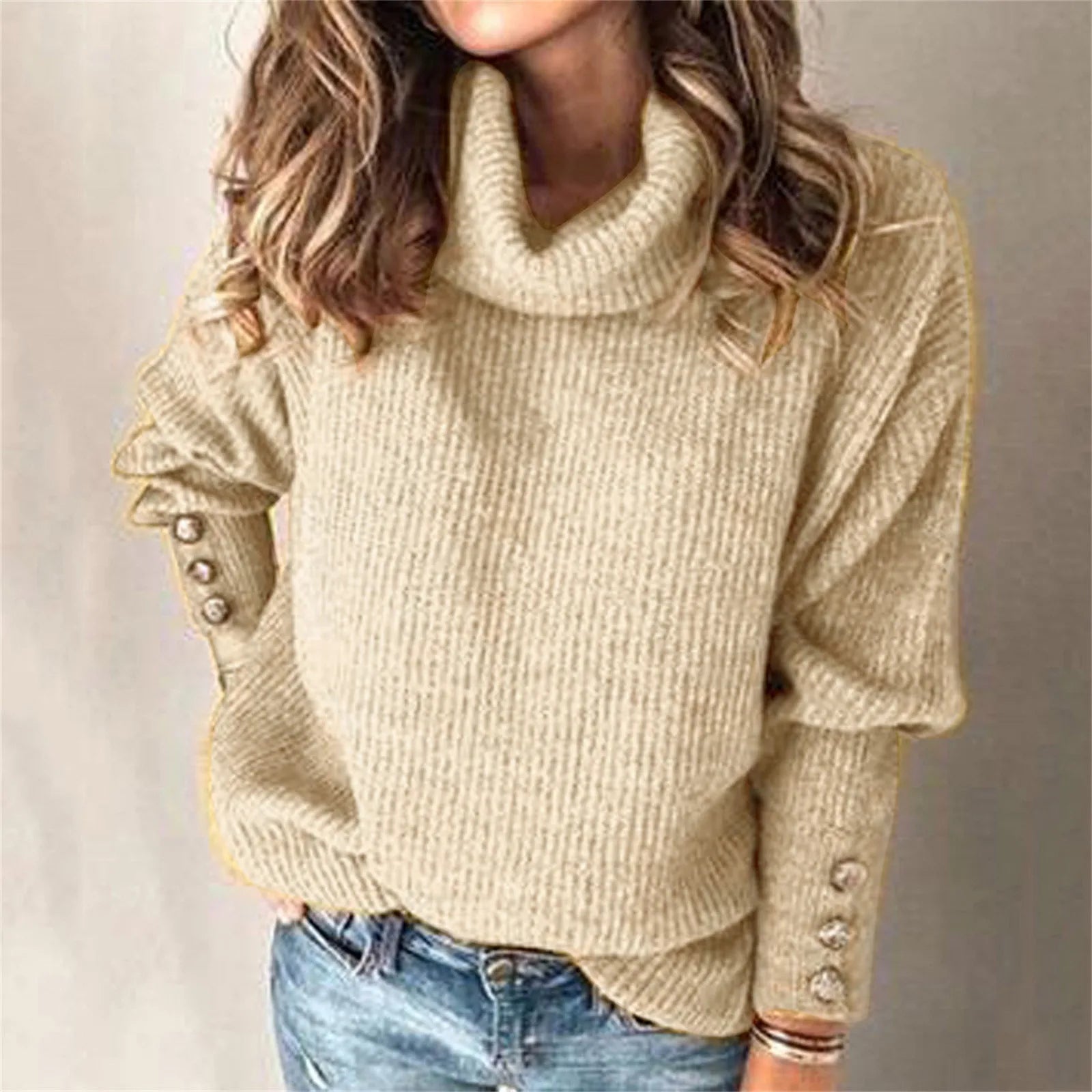 Maglione Donna | Collo Alto | Bianco | A Costine | Casual