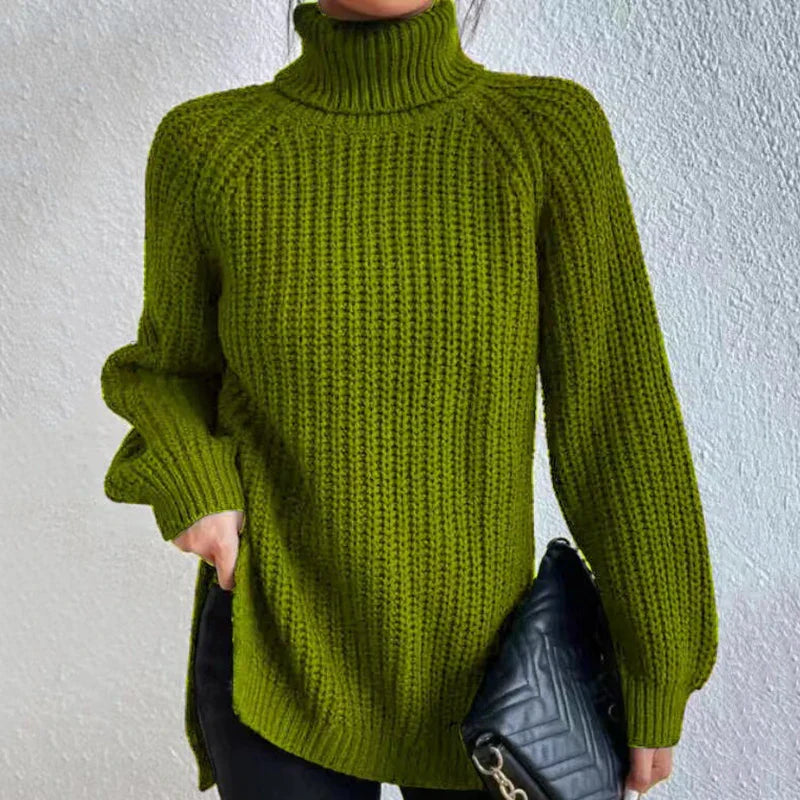 Maglione a Collo Alto | Donna | Viola | In Maglia a Coste | Invernale