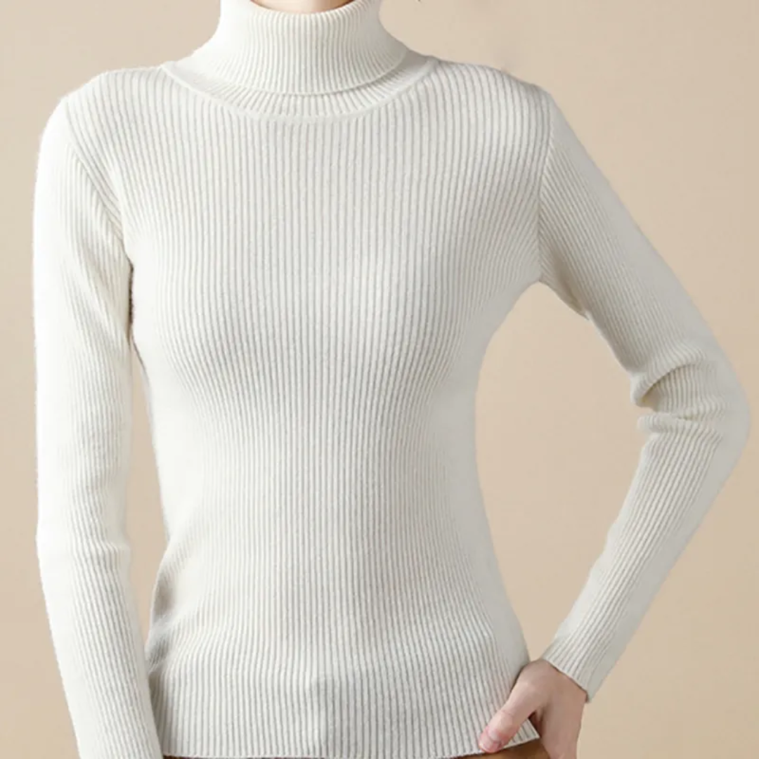 Maglione Dolcevita Donna | Blu Scuro | A Costine | Elegante