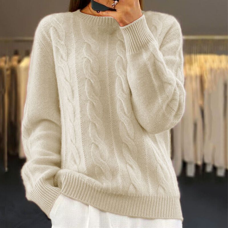 Maglione Donna | Avorio | Treccia | Casual | Maglia Morbida