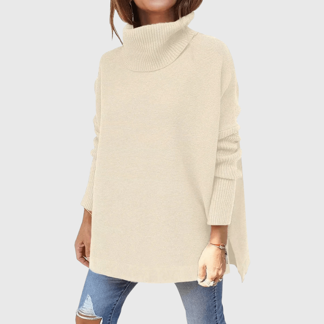 Maglione Donna Oversize | Collo Alto | Avorio | In Maglia | Casual