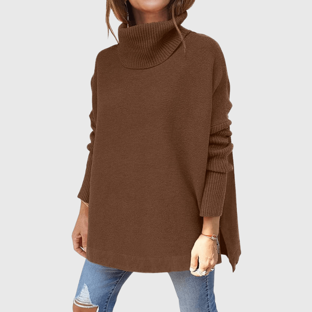 Maglione Donna Oversize | Collo Alto | Avorio | In Maglia | Casual