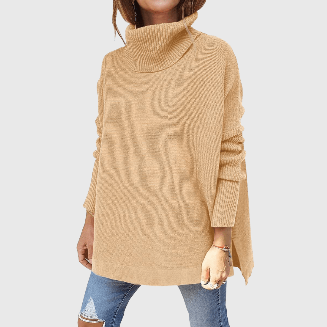 Maglione Donna Oversize | Collo Alto | Avorio | In Maglia | Casual