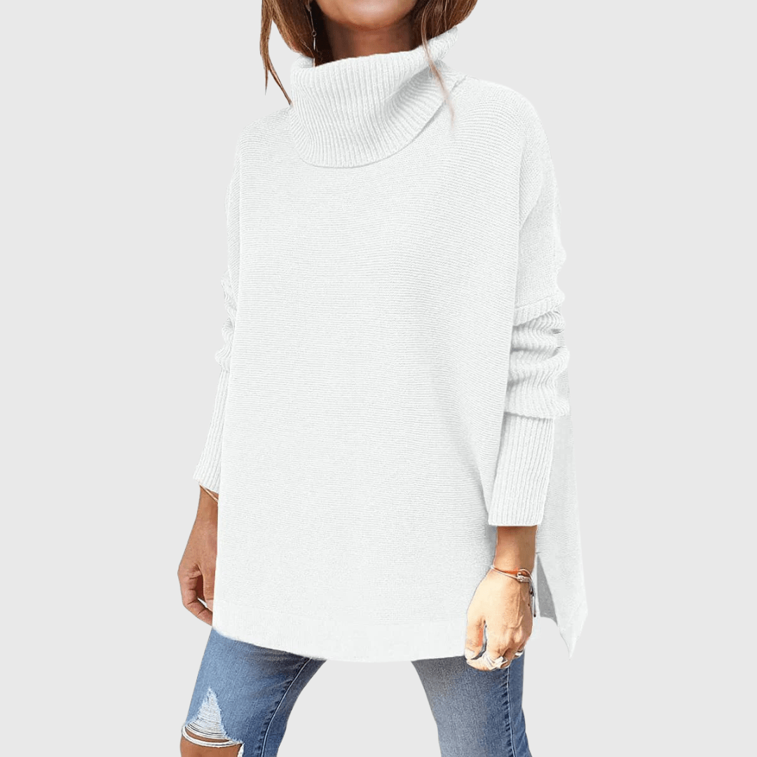 Maglione Donna Oversize | Collo Alto | Avorio | In Maglia | Casual