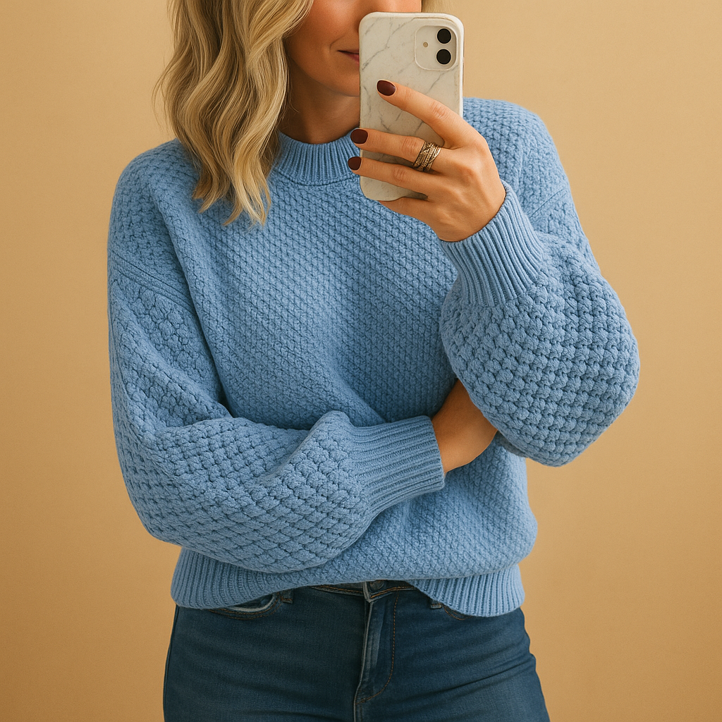 Maglione Donna | Avorio | Maniche a Palloncino | Maglia a Coste | Casual