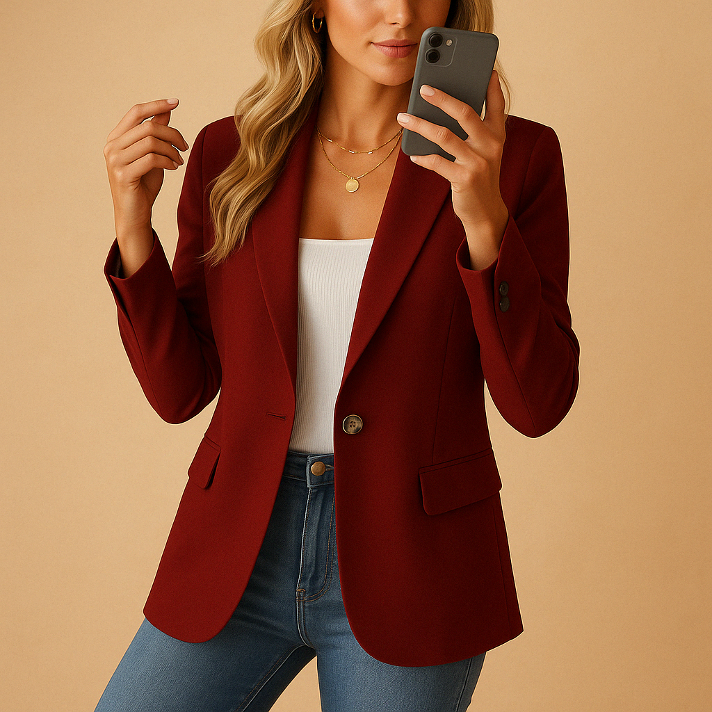 Blazer Donna Elegante | Bianco | Tailleur Formale | Maniche Lunghe