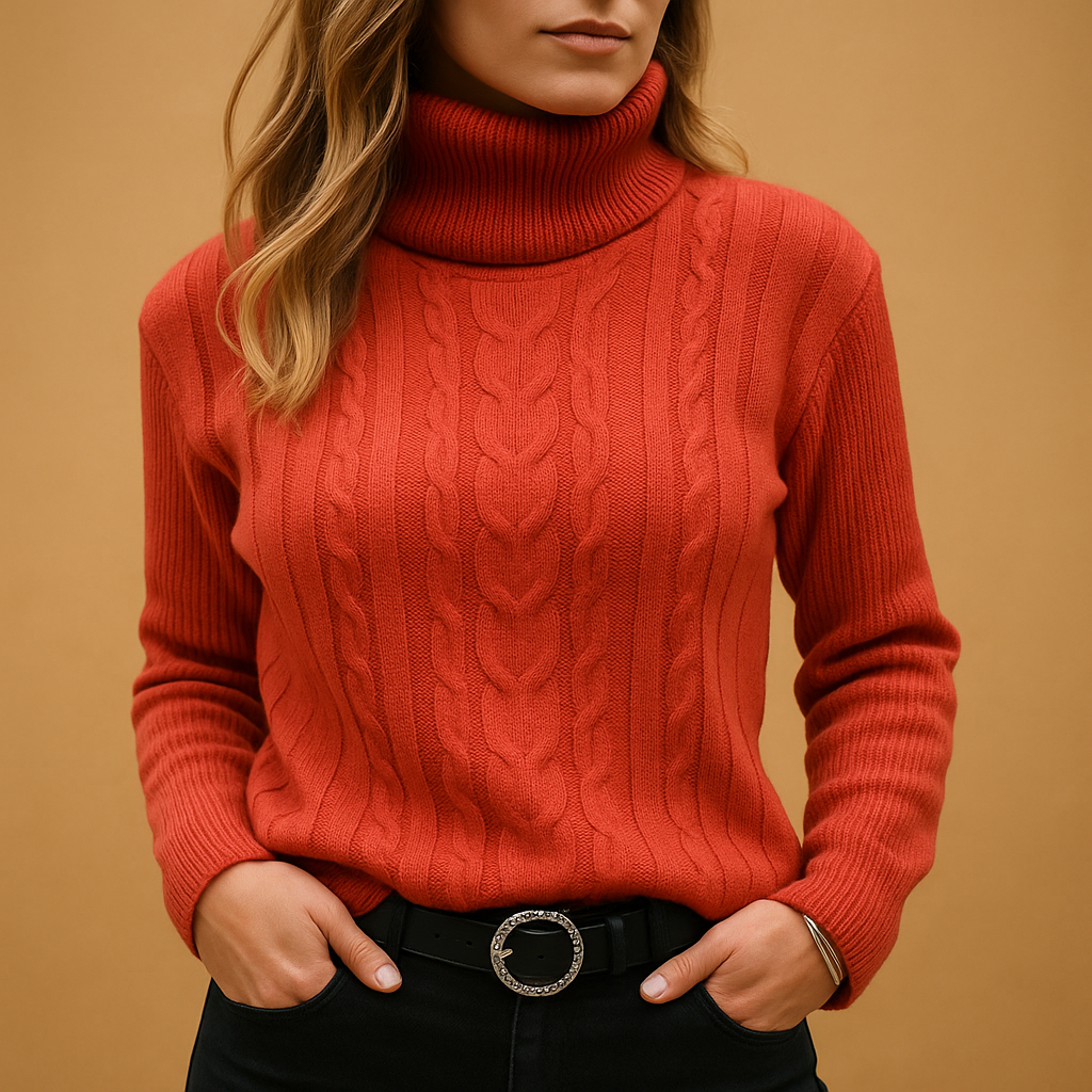 Maglione Donna | Dolcevita a Treccia | Beige | Invernale | Elegante