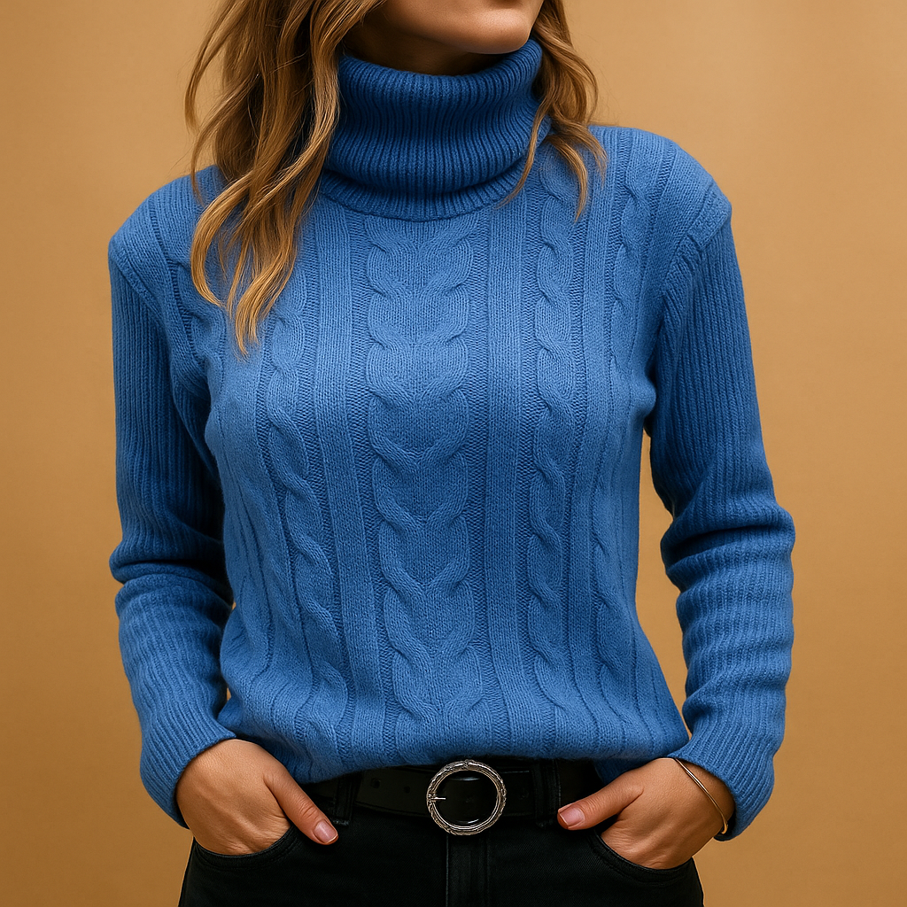 Maglione Donna | Dolcevita a Treccia | Beige | Invernale | Elegante