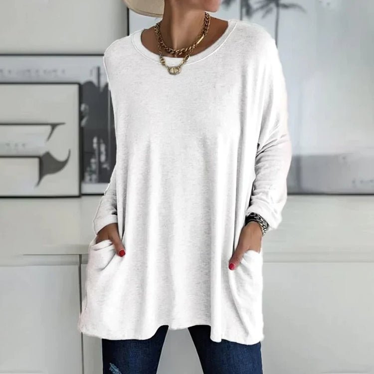 Maglia Oversize Donna | Rosso | Maniche Lunghe | Casual | Tasche