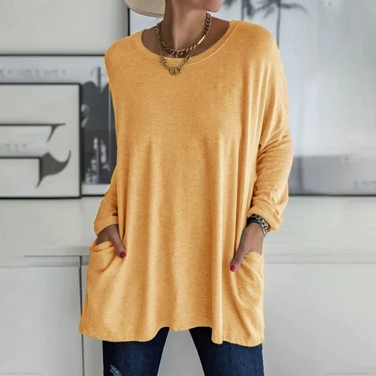 Maglia Oversize Donna | Rosso | Maniche Lunghe | Casual | Tasche