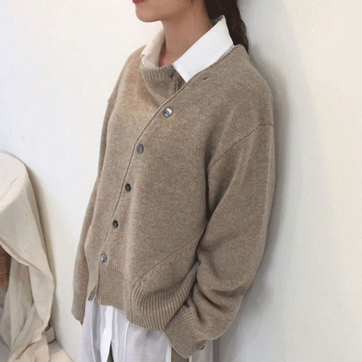 Maglione Cardigan Donna | Beige | Bottoni | Casual Elegante | Autunno Inverno