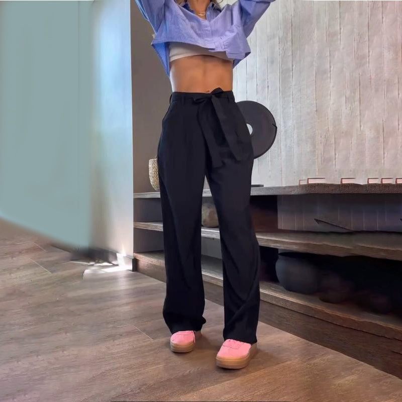 Pantaloni a Gamba Larga | Vita Alta con Cintura | Eleganti e Confortevoli