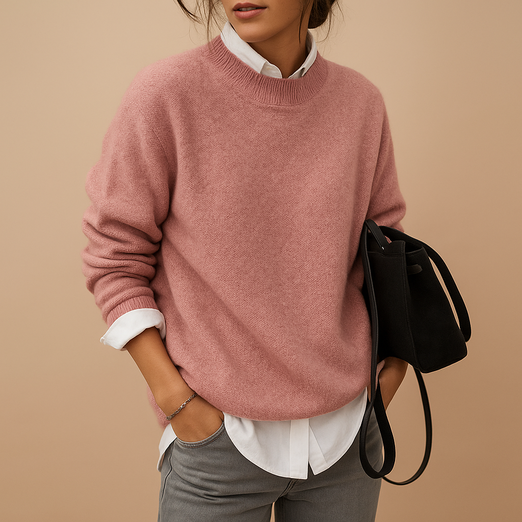 Maglione Donna | Rosa | Casual | Inverno | Morbido | Girocollo